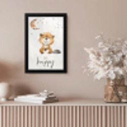 Quotes - Be happy - Kinderen - Maan - Bever - Waterverf fotolijst zwart zonder passe partout klein -sfeer5