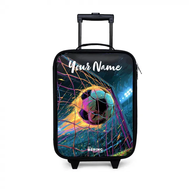 Neon - Net - Voetbal - Kleurrijk Kinderkoffer - Zwart klein -3d