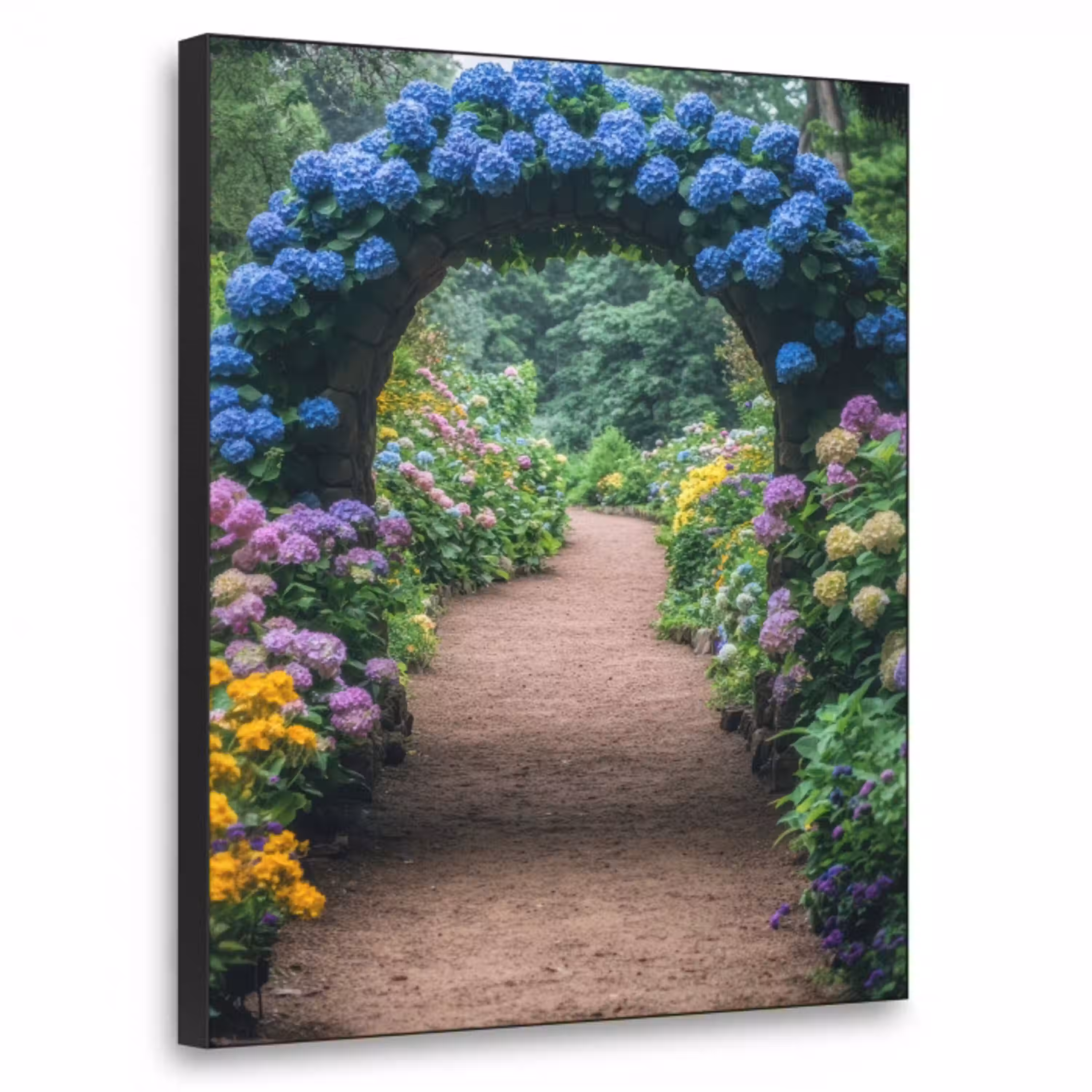 Doorkijk - Bloemen - Hortensia - Pad Textielframe - compleet frame klein -3d