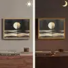Maan - Cirkel - Goud Light Box met batterij (Wandlamp) middel -sfeer3