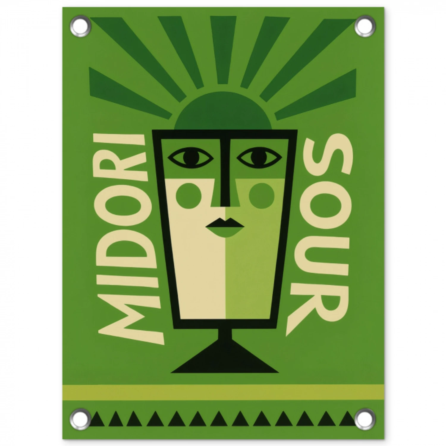 Grafisch - Art - Cocktail - Groen tuinposter los doek klein -3d