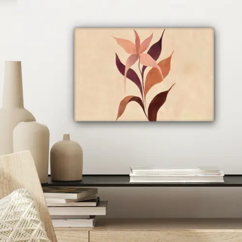 Minimalistisch - Bloem - Bladeren - Beige canvas 2cm klein -sfeer6
