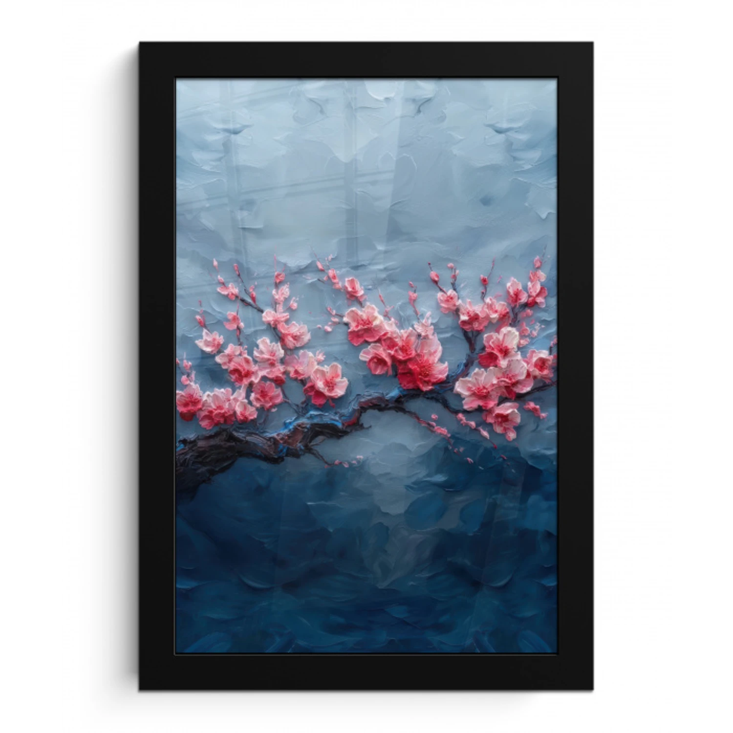 Bloesem - Bloem - Roze - Tak fotolijst zwart zonder passe partout klein -3d