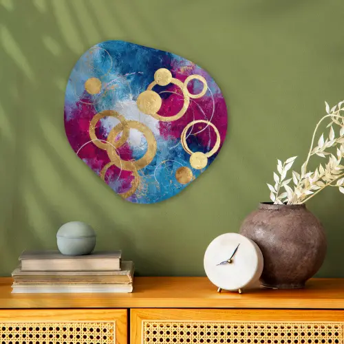Cirkels - Goud - Abstract Wandcirkel Organisch Forex 3mm klein -sfeer2