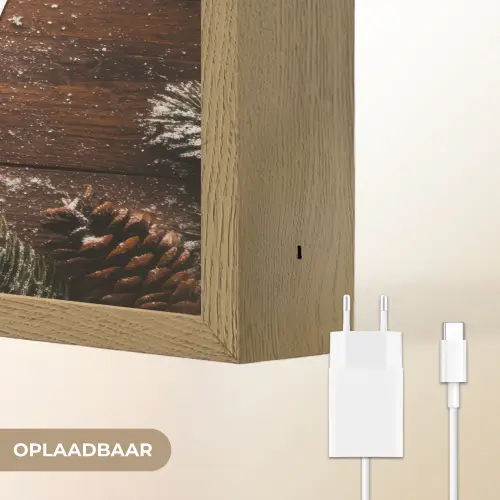 Sneeuw - Houtlook - Quote - Let it snow Light Box met batterij (Wandlamp) middel -USP_websiteoplaadbaarNL