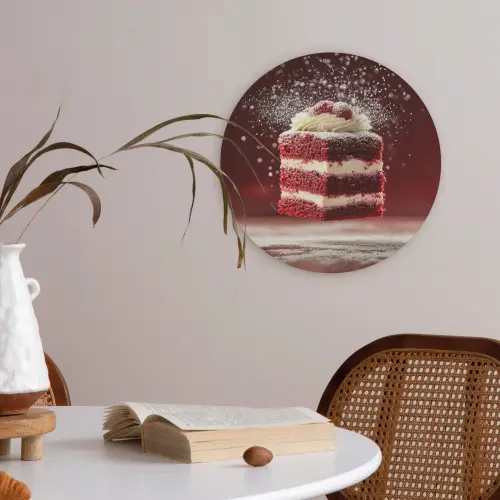 Rode - Velvet - Taart - Eten Akoestische PET Vilt - Rond klein -sfeer3