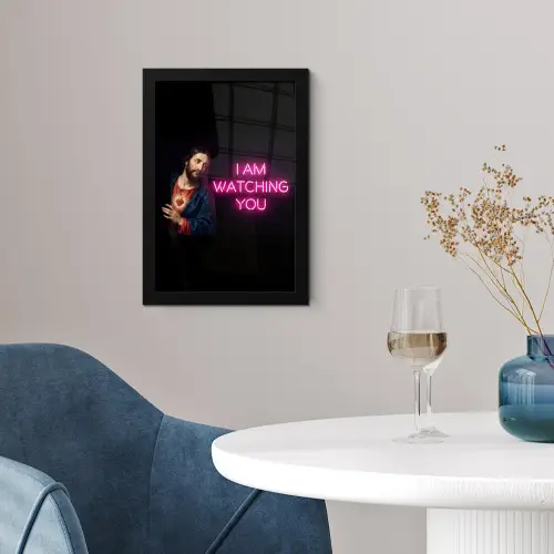 Man - Tekst - Neon fotolijst zwart zonder passe partout klein -sfeer4