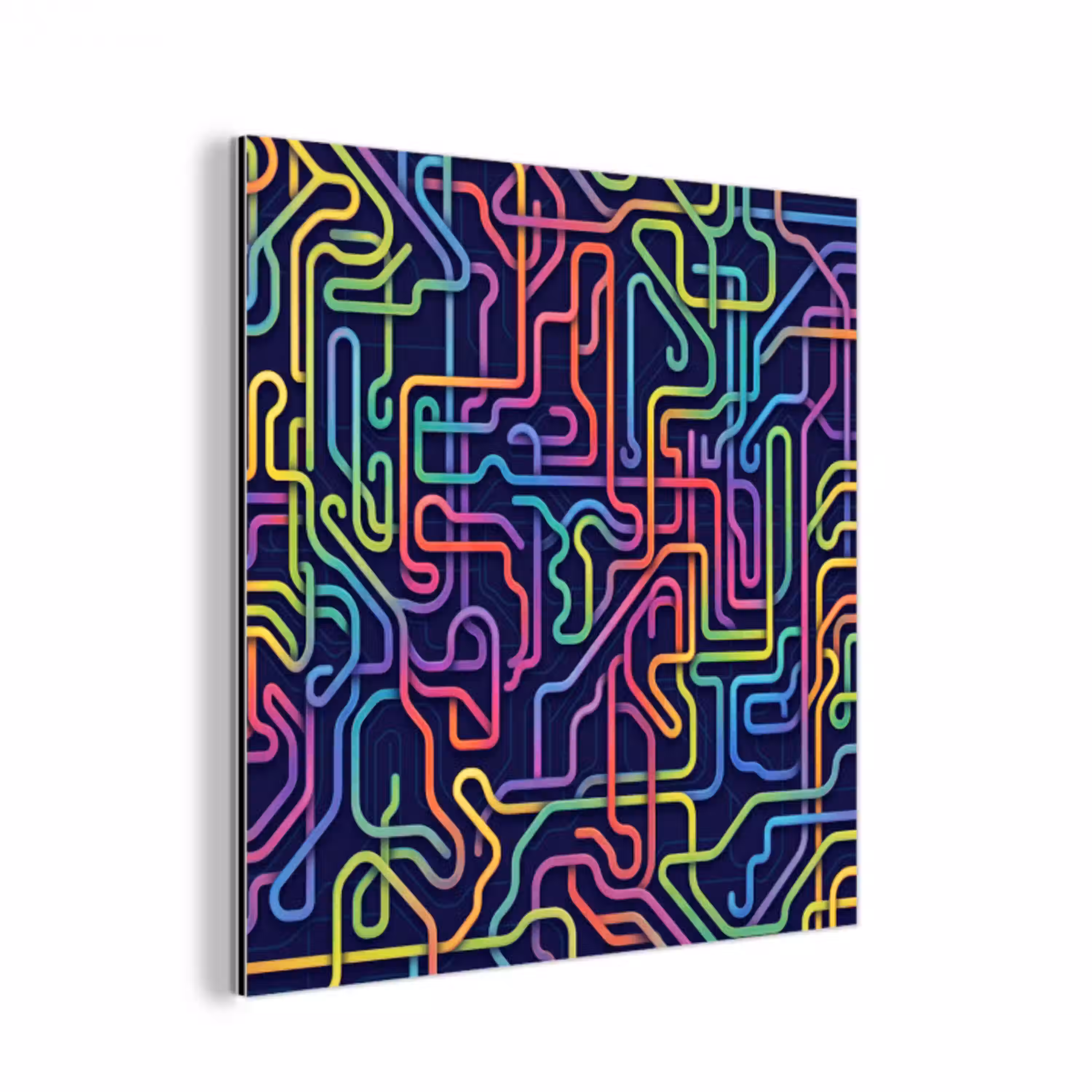 Retro - Abstract - Neon aluminium wit klein -3d