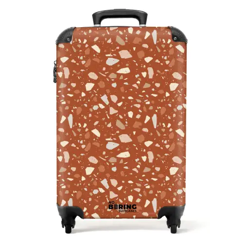 Terrazzo patroon veelkleurig terracotta NBS - Handbagage koffer - Volwassenen Unisex middel -productfoto_recht