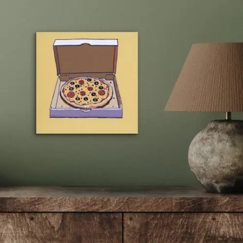 Pizza - Doos - Salami - Illustratie aluminium wit klein -sfeer2