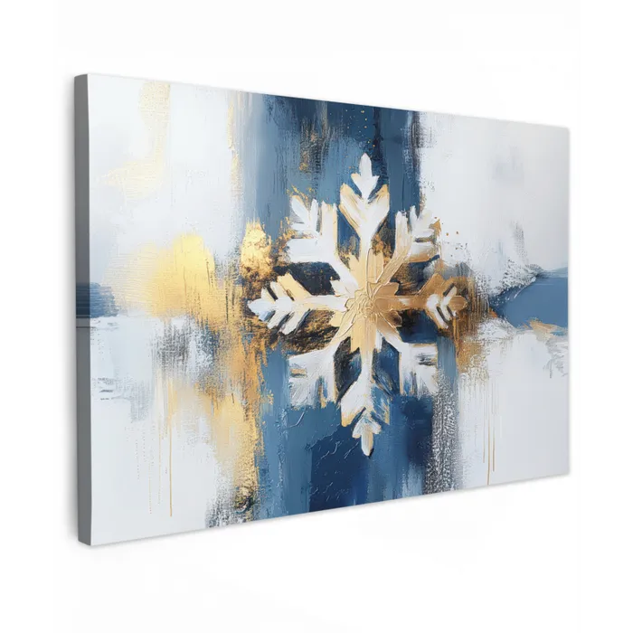 Abstract - Winter - Sneeuwvlok - Sneeuw - Goud Tuinposter op houten frame 2 cm dik klein -3d