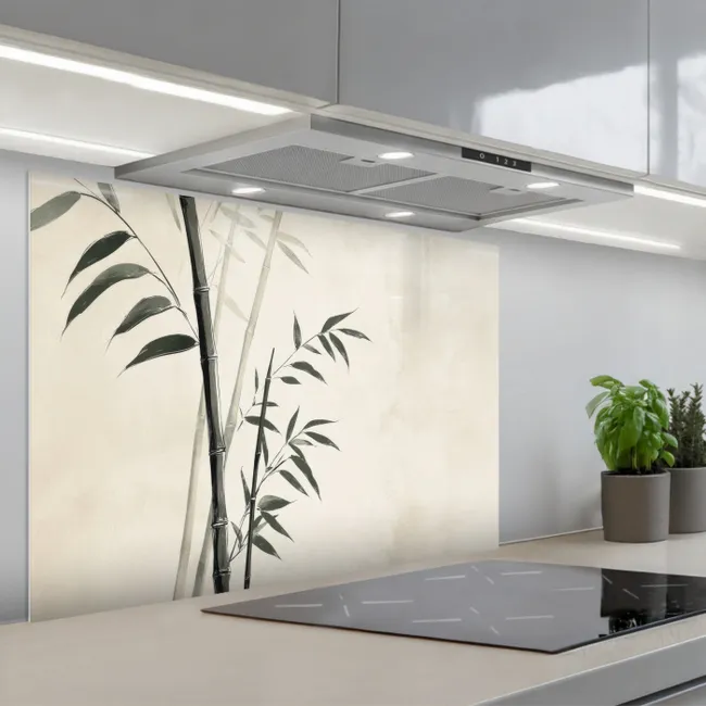 Spritzschutz Küche - Japandi - Bambus - Beige