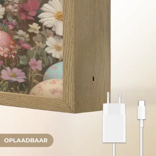 Paashaas - Lente - Paaseieren Light Box met batterij (Wandlamp) middel -USP_websiteoplaadbaarNL