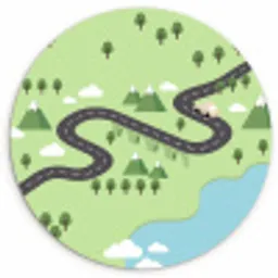 Auto - Bergweg - Natuur - Illustratie Wandcirkel kunststof plaat 5mm dik klein -3d