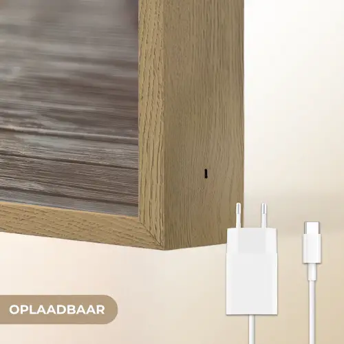 Houten steiger - Helderblauwe lucht Light Box met batterij (Wandlamp) middel -USP_websiteoplaadbaarNL