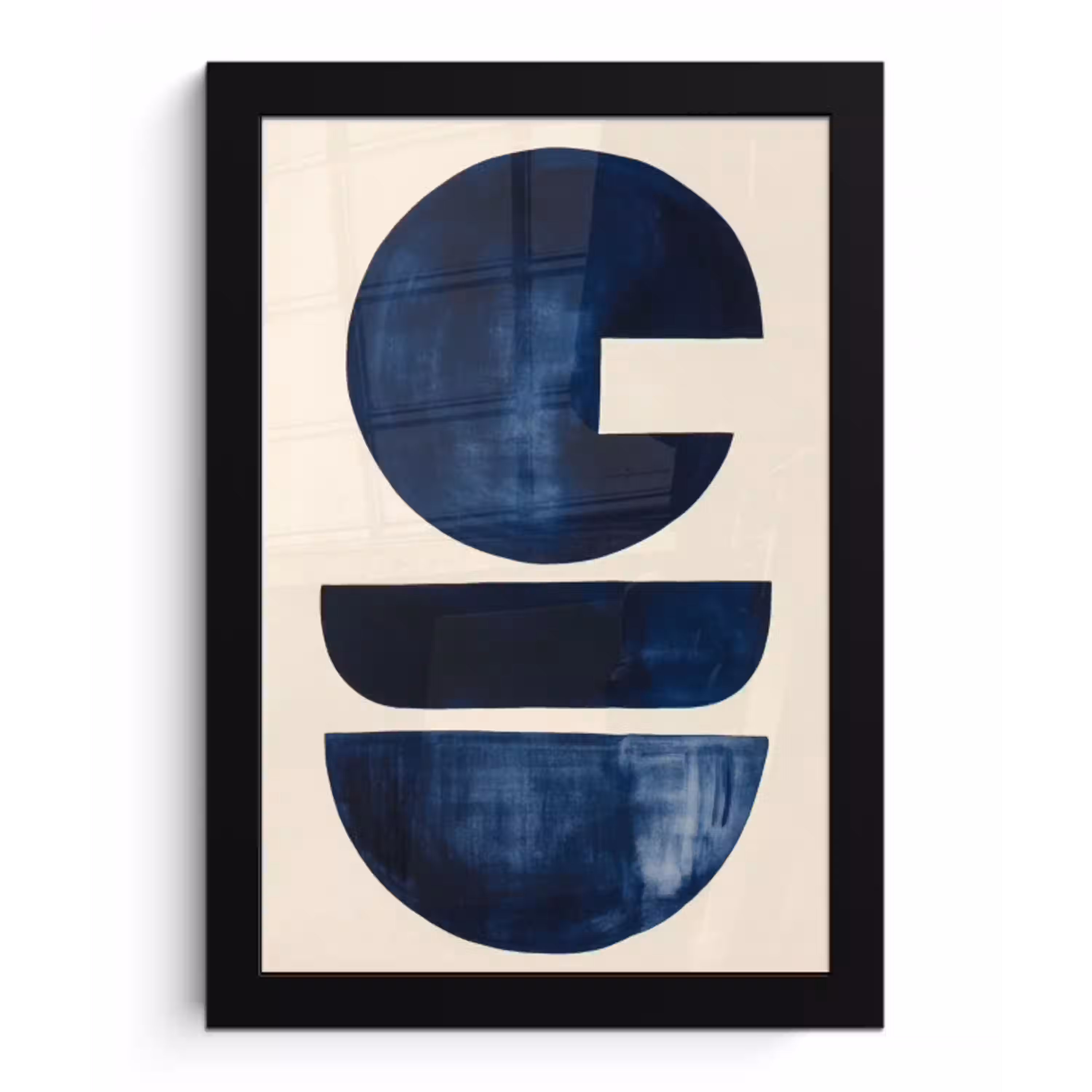 Vormen - Blauw - Abstract fotolijst zwart zonder passe partout klein -3d