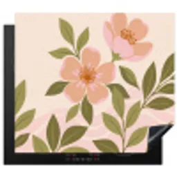 Grafisch - Bloemen - Roze Inductie beschermer vinyl 3mm middel -3d