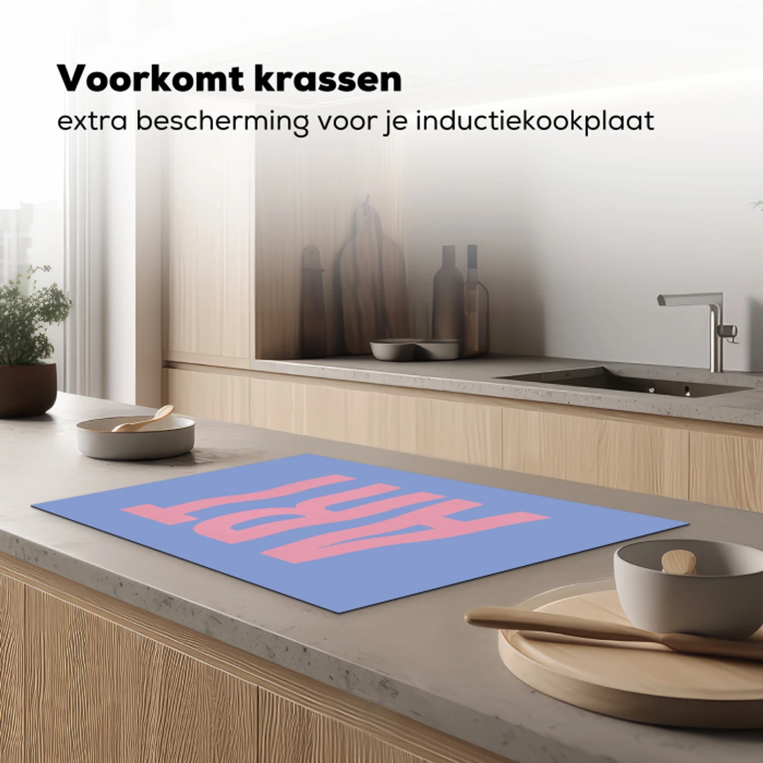 Art - Roze - Blauw Inductie beschermer vinyl 3mm klein -sfeer1
