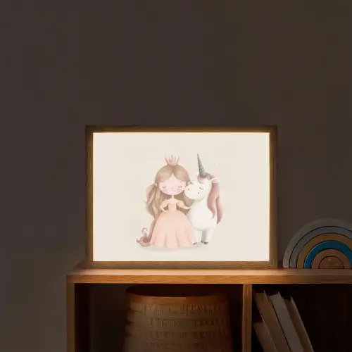 Prinses - Eenhoorn - Pastel Light Box met batterij (Wandlamp kind) middel -sfeer1_kind