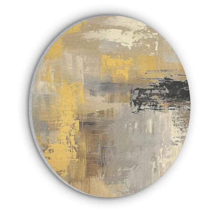 Abstract - Geel - Modern - Beige Akoestische PET Vilt - Rond klein -3d
