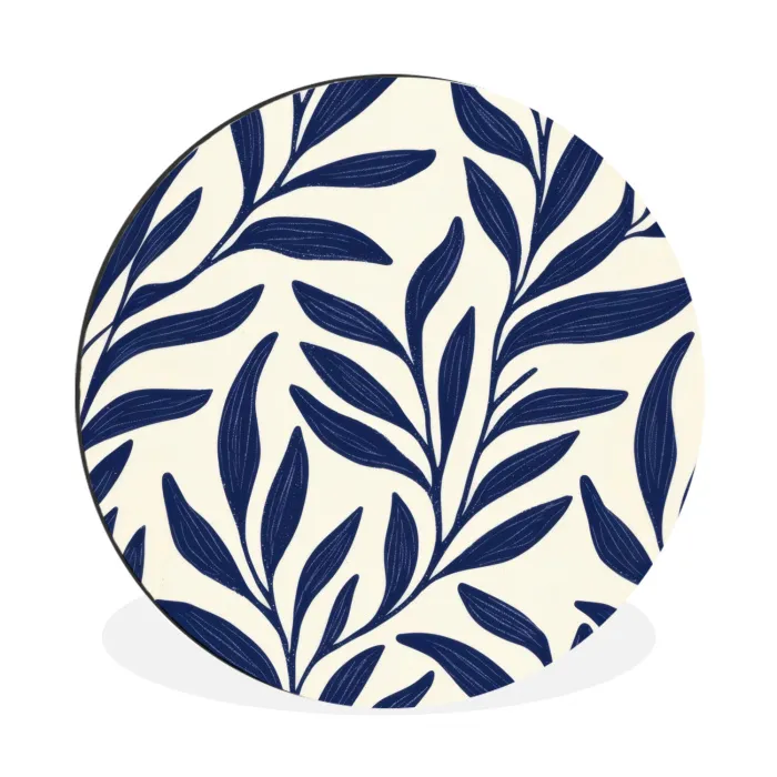 Bladeren - Klimop - Donkerblauw Wandcirkel aluminium klein -3d