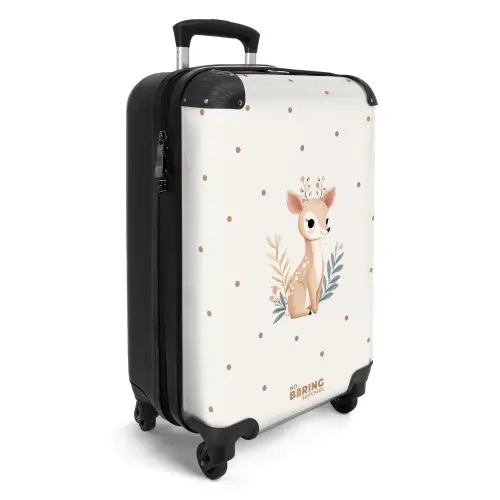 Hertje met planten in een veld vol stippen NBS - Handbagage koffer - Kinderen Unisex middel -productfoto_3d