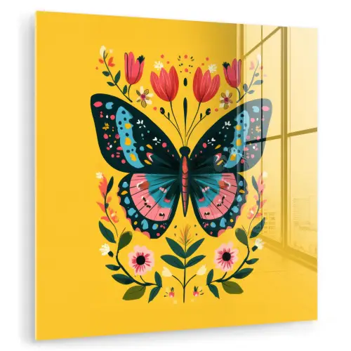 Bloemen - Kleurrijk - Vlinder - Sierlijk plexiglas 5mm klein -zzzproduct_nieuw