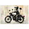 Vintage - Street art - Motor - Jongen - Graffiti - Zwart - Banksy poster papier klein -3d