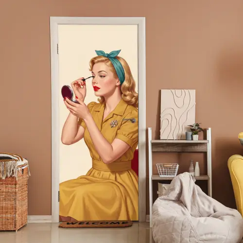 Illustratie - Mascara - Vrouw - Geel deurposter klein -sfeer1