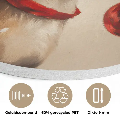 Kerst - Hert - Gewei - Kerstbal - Rendier Akoestische PET Vilt - Rond klein -closeup_NL