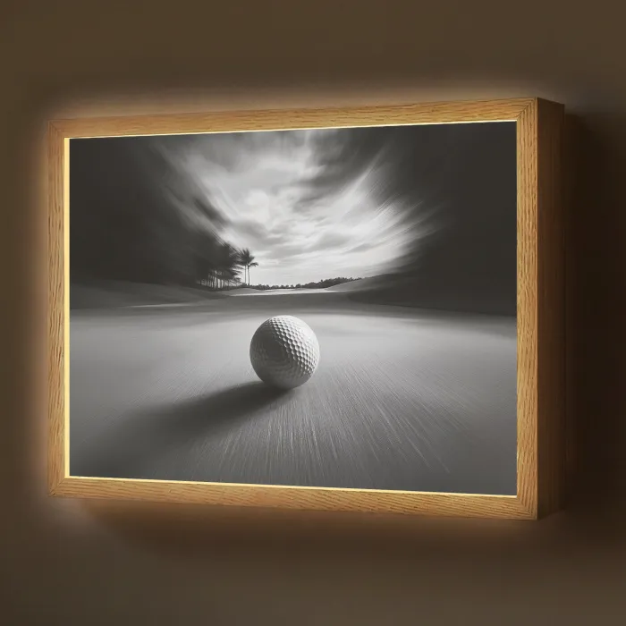 Golfbal - Wazig - Zwart Light Box met batterij (Wandlamp) middel -z3d_website