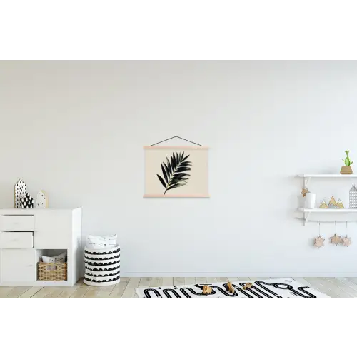 Palmblad - Subtiel - Groen - beige textielposter latten blank klein -kinderkamer