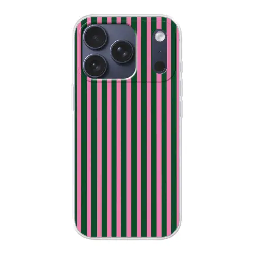 Verticale strepen - Groen - Roze Telefoonhoesje iPhone 17 Pro klein 878 -3d