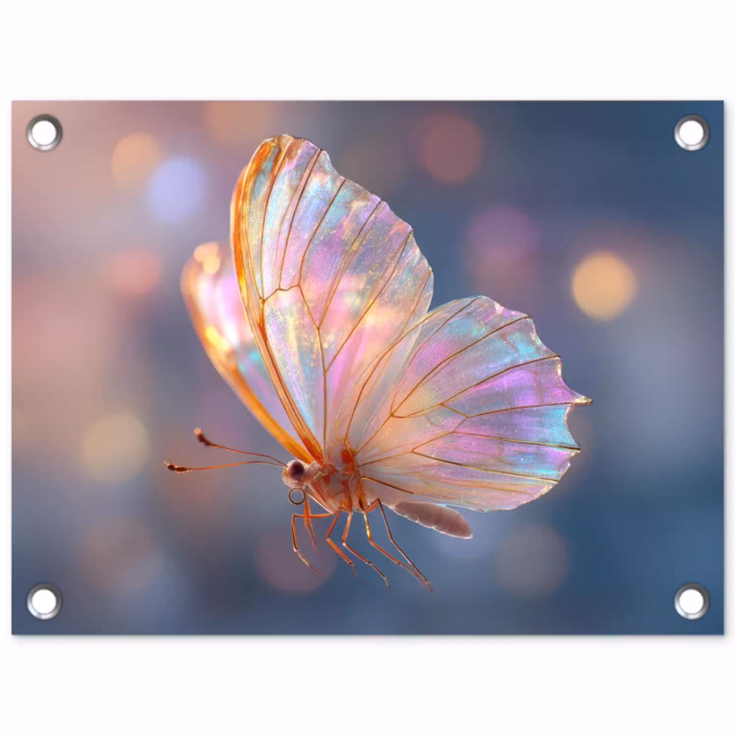 Vlinder - Vleugels - Pastel - Glinstering tuinposter los doek klein -3d