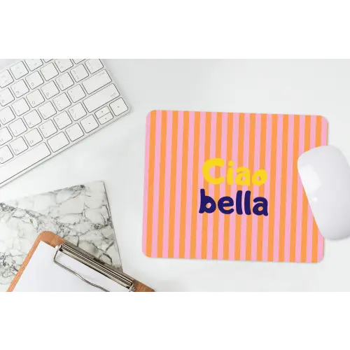Verticaal - Strepen - Oranje - Ciao bella muismat rubber klein -witbureau