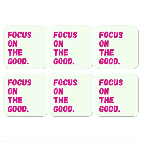 Focus on the good - Beige - Roze onderzetter kurk middel -3d