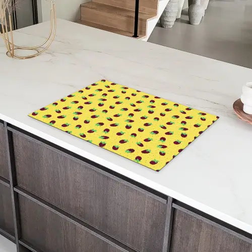 Geel - Frambozen - Patroon Inductie beschermer vinyl 3mm klein 276 -sfeer8