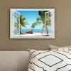 Doorkijk - Strand - Palmboom - Boot - Tropisch - Zee - Blauw canvas 2cm klein -sfeer3