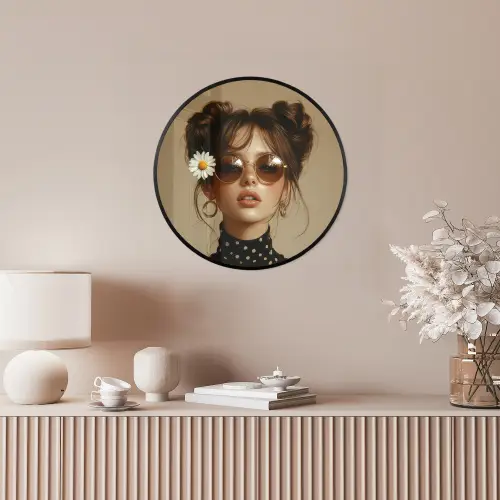 Vrouw - Beige - Bloem - Modern - Portret Fotolijst rond zonder passe partout klein -sfeer3