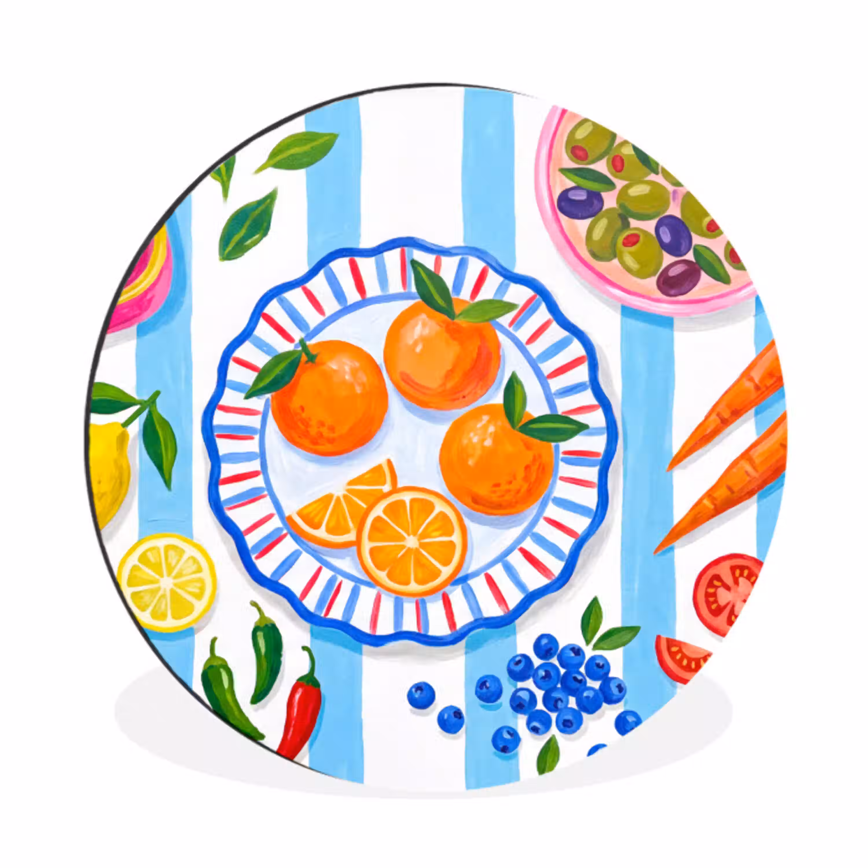 Eten - Vers - Illustratie Wandcirkel aluminium klein -3d