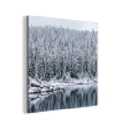 Bos - Reflectie - Meer - Winter - Serene aluminium wit klein -3d