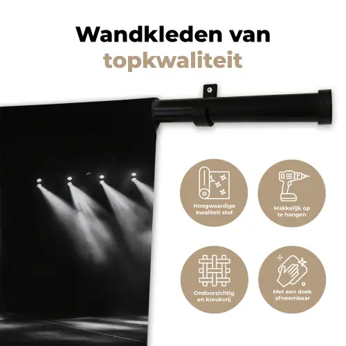 Theaterzaal - Mist - Spotlights - Zwart Wandkleed katoen klein -sfeer2