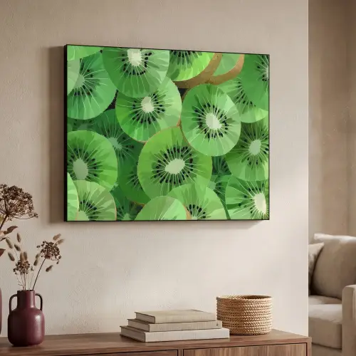 Kiwi - Groen - Pitten Textielframe zwart klein -sfeer3
