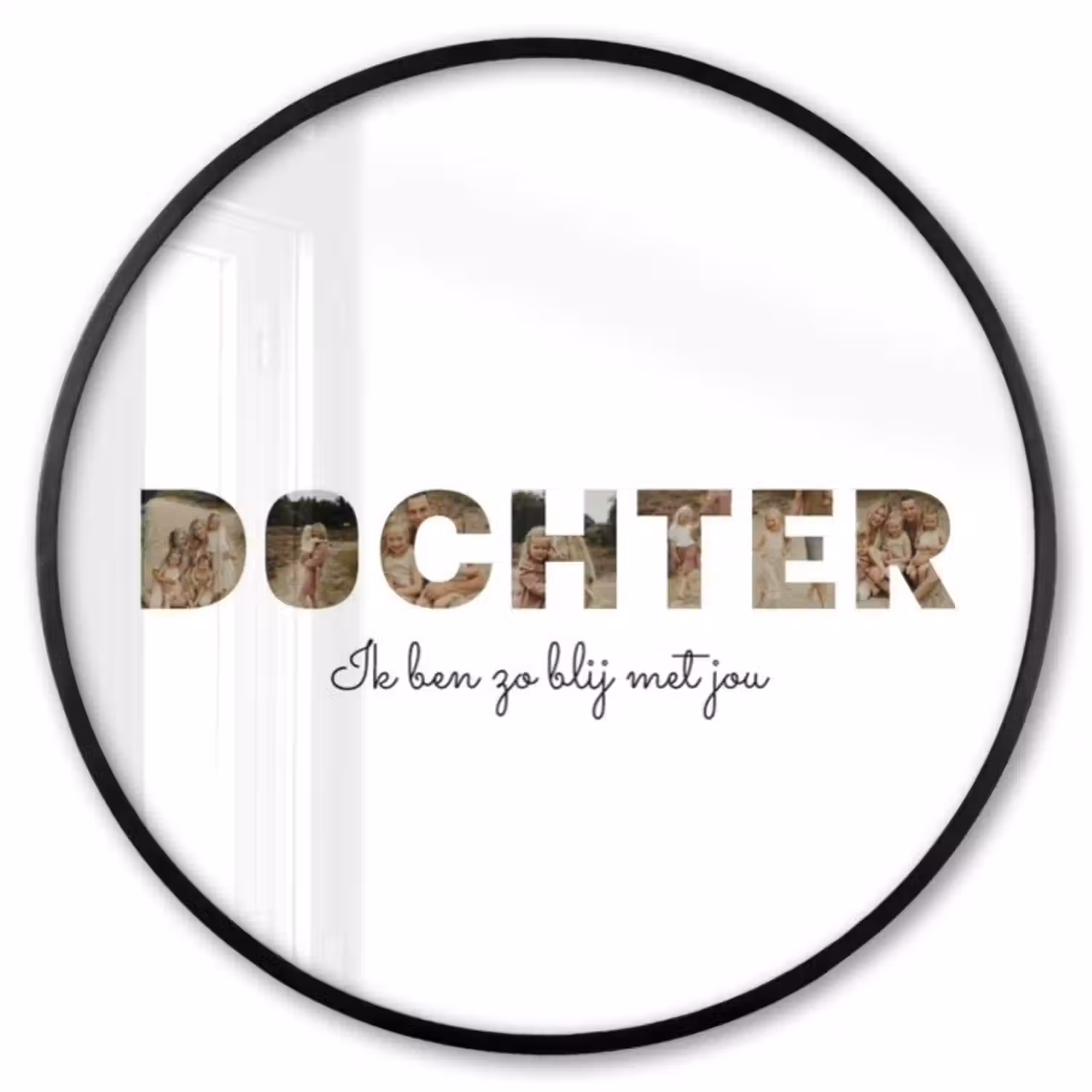 Gepersonaliseerde ronde fotolijst - Dochter - Lettercollage