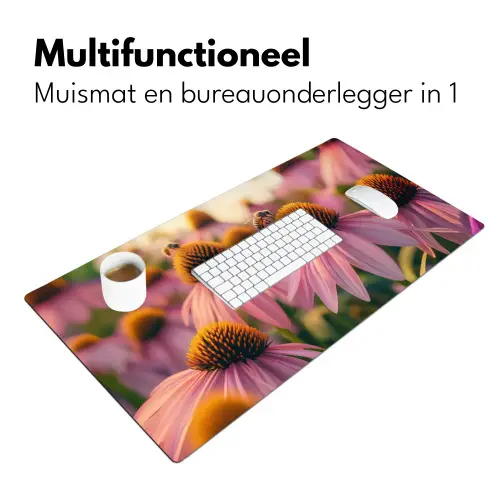 Bloemen - Paars - Bijen Muismat XXL klein -sfeer4