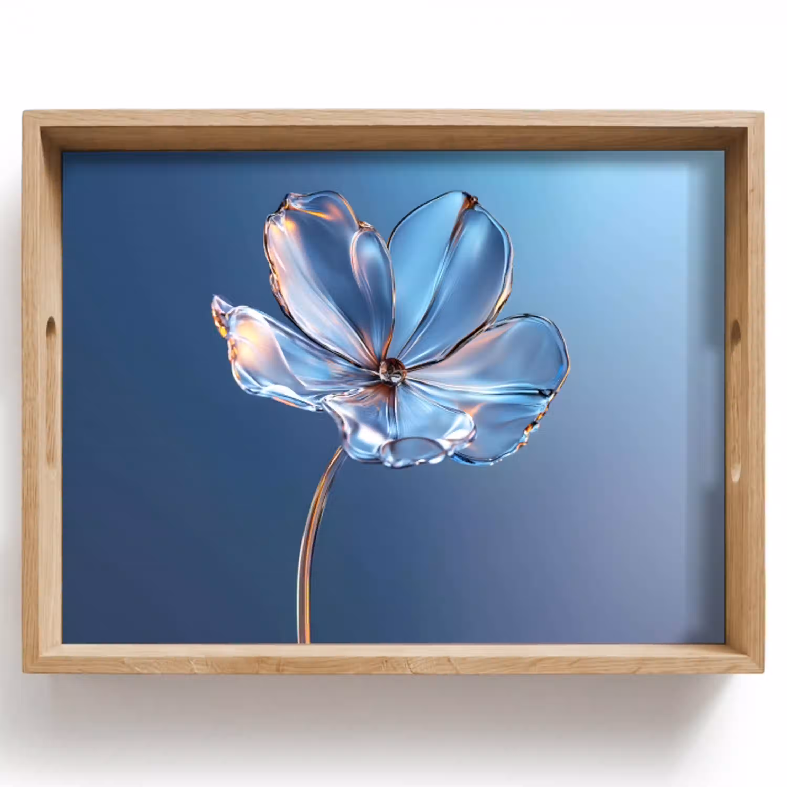 Blauw - Bloem - Glazen - Sierlijk Dienblad Rechthoek middel -z3d_shopping