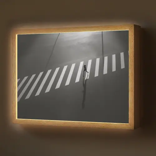 Zeebrapad - Hardloper - Zwart - Wit Light Box met batterij (Wandlamp) middel -z3d_website