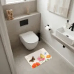 Vlinders - Klaprozen - Illustratie - Kleurrijk Badmat klein -sfeer4