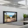 Doorkijk - Strand - Zee - Zand - Water - Helmgras - Duinen keuken achterwand spatscherm klein -3d_schuin