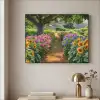 Bloemen - Pad - Zonnebloemen - Tuin - Hortensia Textielframe zwart klein -sfeer2